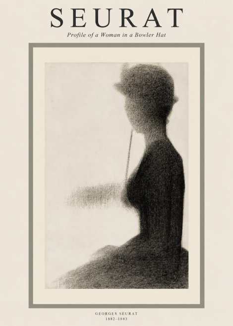 Seurat Profile of a Woman in a Bowler Hat No1 - Poszter