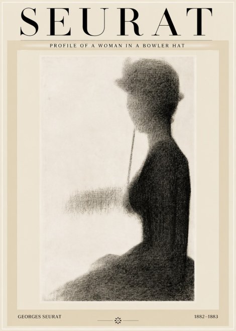 Seurat Profile of a Woman in a Bowler Hat No2 - Poszter