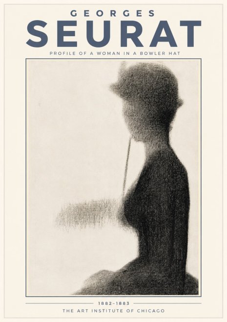 Seurat Profile of a Woman in a Bowler Hat No4 - Poszter
