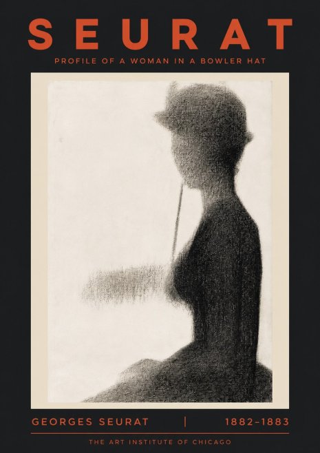 Seurat Profile of a Woman in a Bowler Hat No5 - Poszter