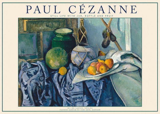 Paul Cézanne Still Life with Jar, Bottle and Fruit No1 - Poszter