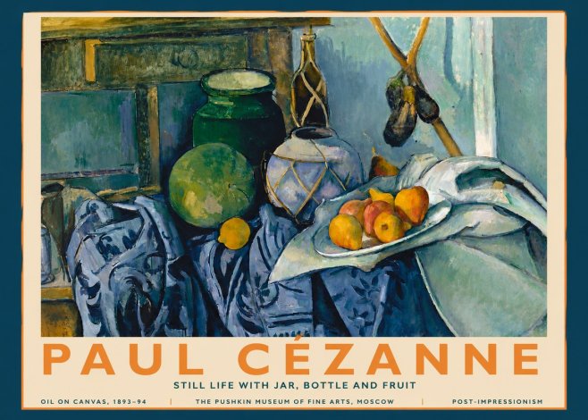 Paul Cézanne Still Life with Jar, Bottle and Fruit No3 - Poszter