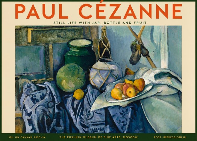 Paul Cézanne Still Life with Jar, Bottle and Fruit No5 - Poszter