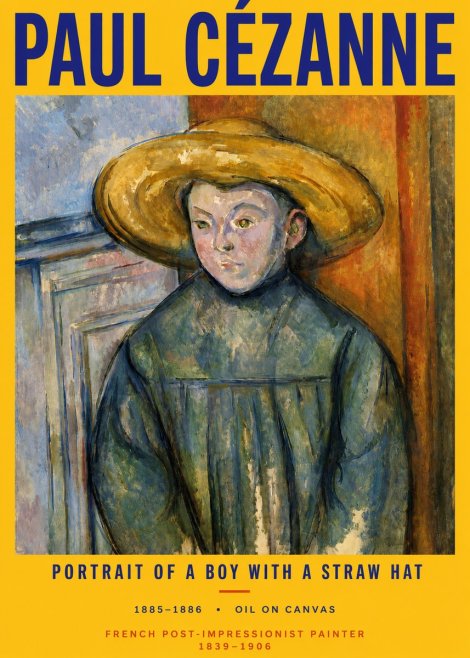 Paul Cézanne Portrait of a Boy with a Straw Hat No2 - Poszter