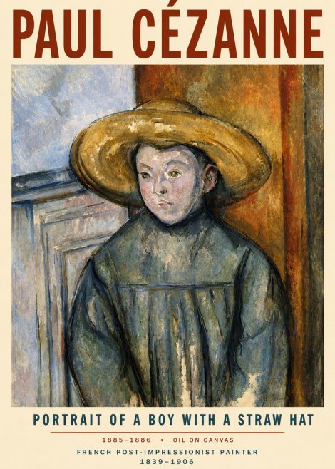 Paul Cézanne Portrait of a Boy with a Straw Hat No5 - Poszter