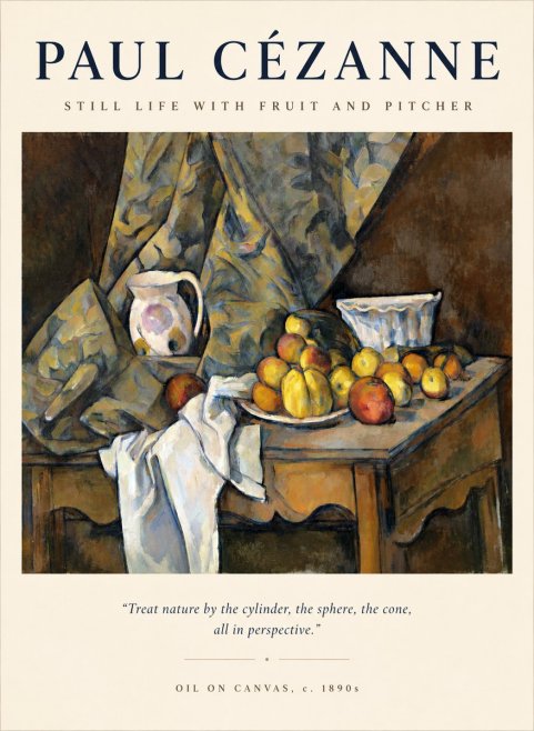 Paul Cézanne Still Life with Drapery, Pitcher and Fruit No2 - Poszter