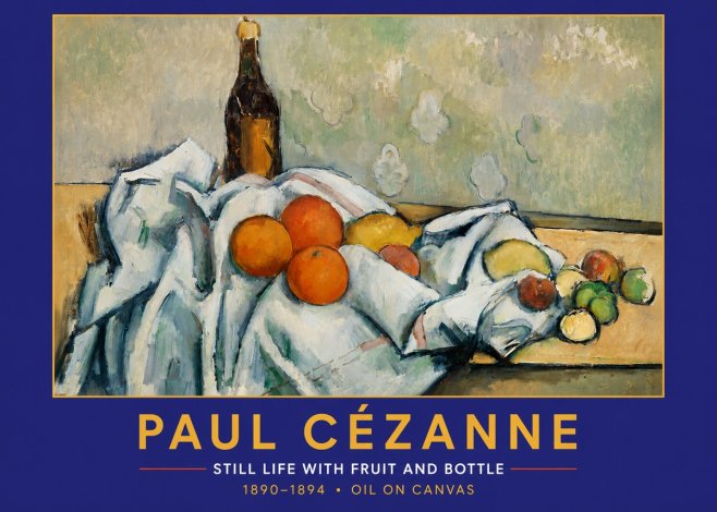 Paul Cézanne Still Life with Fruit and Bottle No2 - Poszter