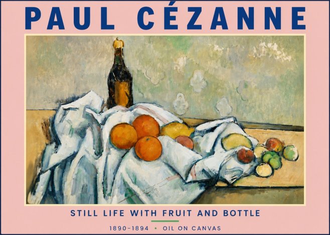 Paul Cézanne Still Life with Fruit and Bottle No4 - Poszter