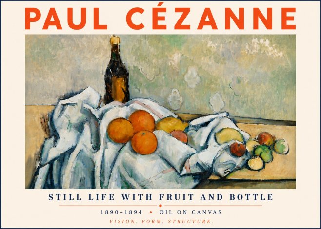 Paul Cézanne Still Life with Fruit and Bottle No6 - Poszter