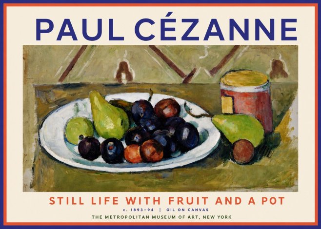 Paul Cézanne Still Life with Fruit and a Pot No2 - Poszter