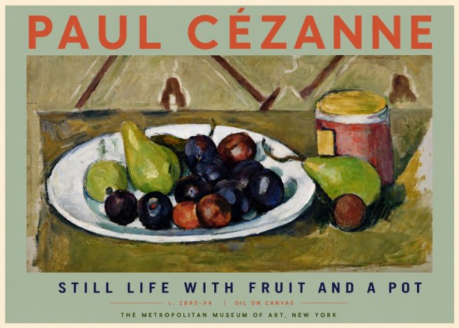 Paul Cézanne Still Life with Fruit and a Pot No6 - Poszter