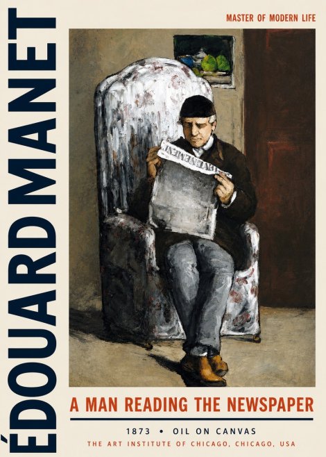 Édouard Manet A Man Reading the Newspaper No3 - Poszter