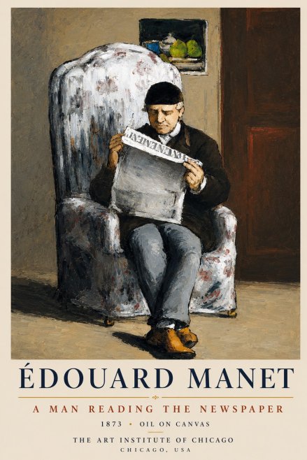 Édouard Manet A Man Reading the Newspaper No4 - Poszter