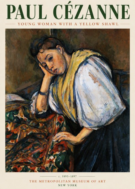 Paul Cézanne Young Woman with a Yellow Shawl No3 - Poszter