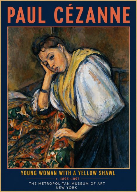 Paul Cézanne Young Woman with a Yellow Shawl No4 - Poszter