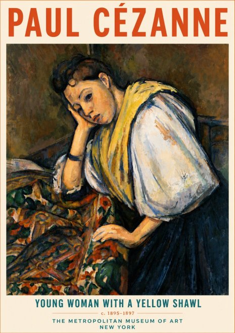 Paul Cézanne Young Woman with a Yellow Shawl No5 - Poszter