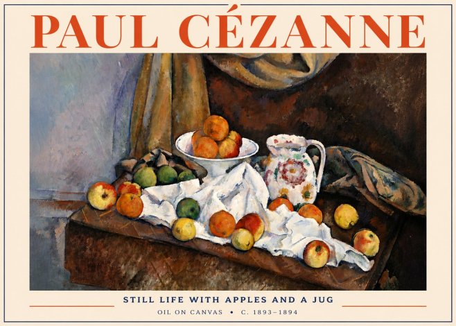 Paul Cézanne Still Life with Apples and a Jug No4 - Poszter