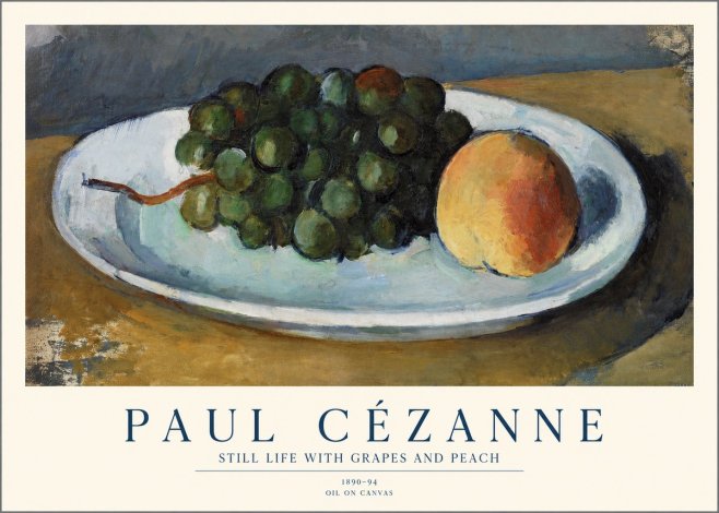 Paul Cézanne Still Life with Grapes and Peach No1 - Poszter