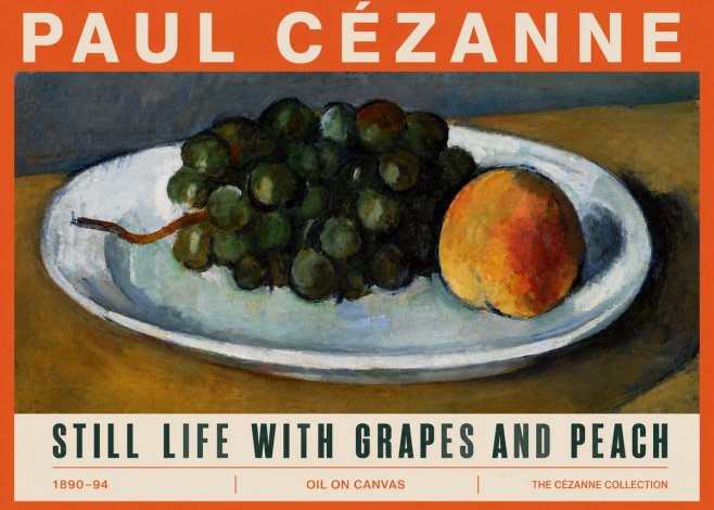 Paul Cézanne Still Life with Grapes and Peach No5 - Poszter