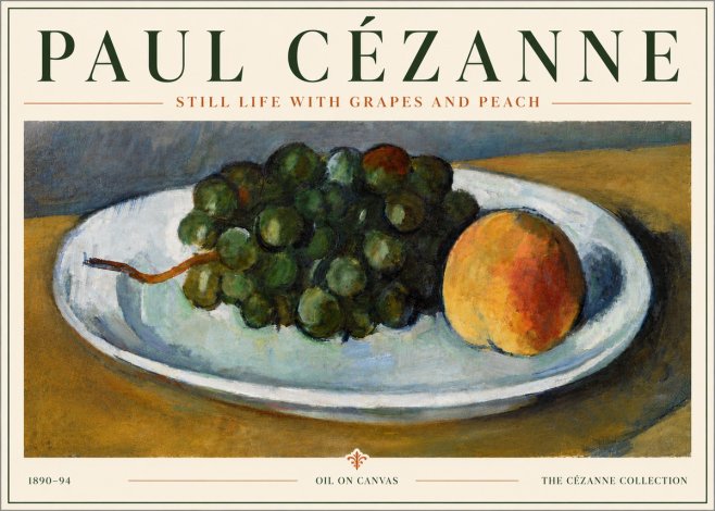 Paul Cézanne Still Life with Grapes and Peach No6 - Poszter
