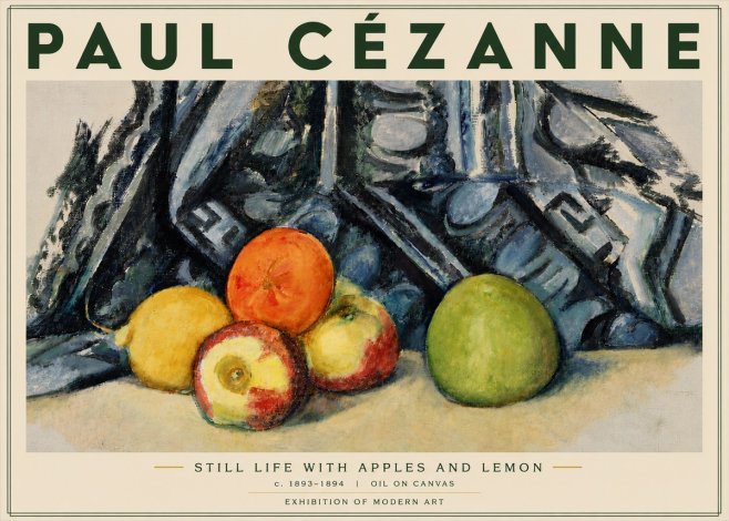 Paul Cézanne Still Life with Apples and Lemon No4 - Poszter