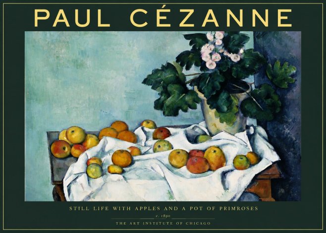 Paul Cézanne Still Life with Apples and a Pot of Primroses No2 - Poszter