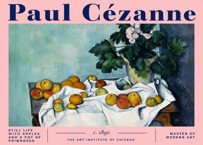 Paul Cézanne Still Life with Apples and a Pot of Primroses No4 - Poszter