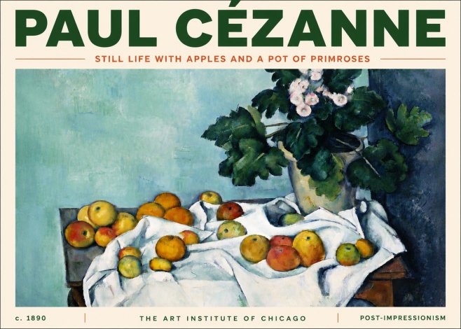 Paul Cézanne Still Life with Apples and a Pot of Primroses No5 - Poszter