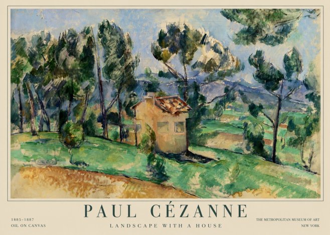 Paul Cézanne Landscape with a House No1 - Poszter