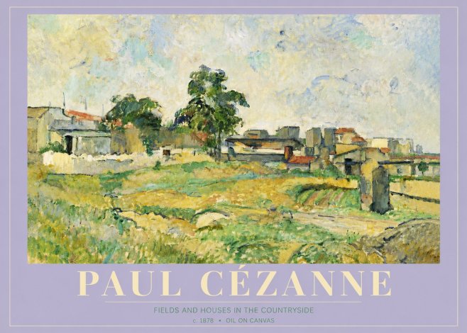 Paul Cézanne Fields and Houses in the Countryside No5 - Poszter