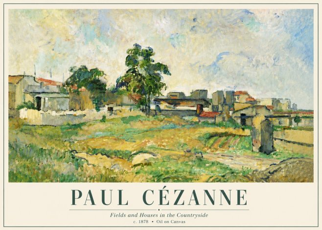 Paul Cézanne Fields and Houses in the Countryside No6 - Poszter
