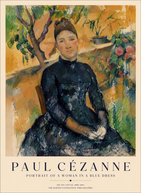 Paul Cézanne Portrait of a Woman in a Blue Dress No1 - Poszter