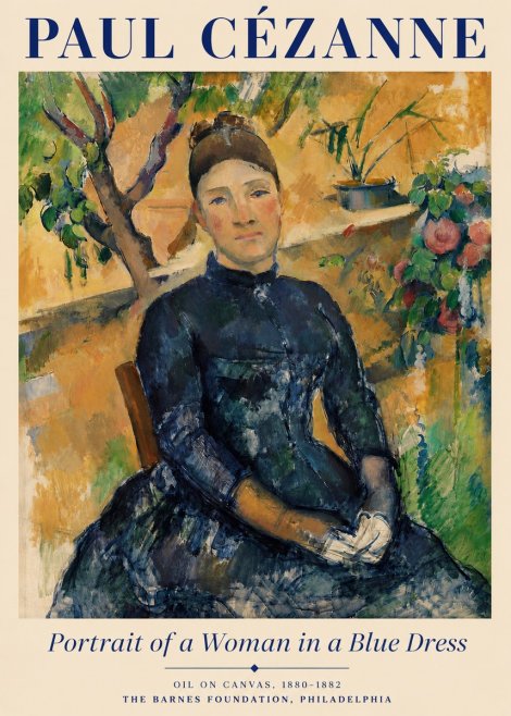 Paul Cézanne Portrait of a Woman in a Blue Dress No3 - Poszter