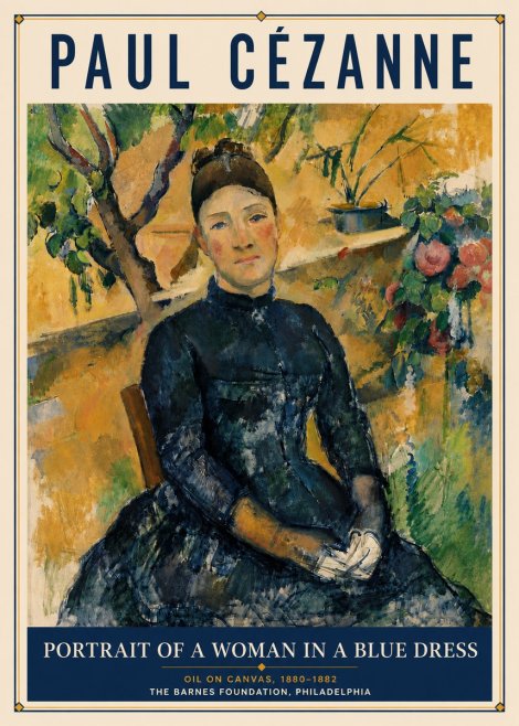 Paul Cézanne Portrait of a Woman in a Blue Dress No6 - Poszter