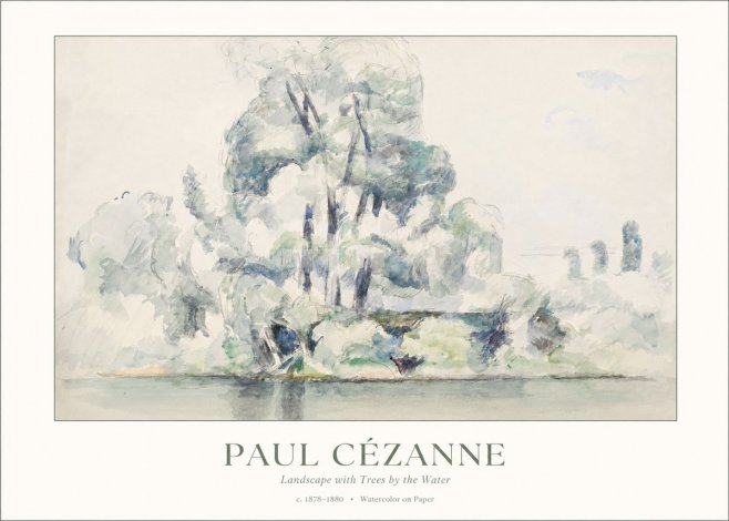 Paul Cézanne Landscape with Trees by the Water No1 - Poszter