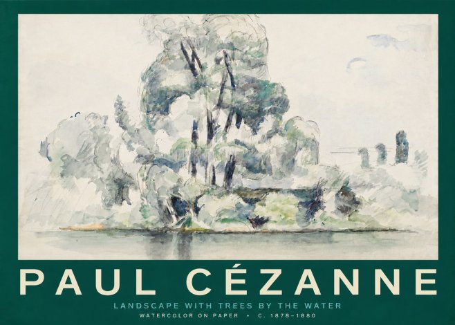 Paul Cézanne Landscape with Trees by the Water No2 - Poszter