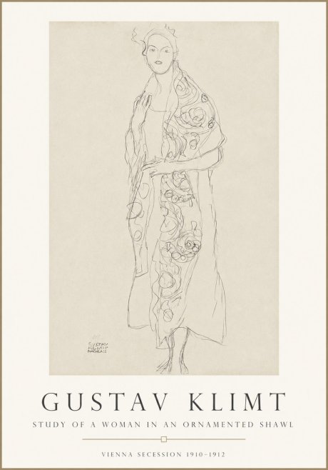 Klimt Study of a Woman in an Ornamented Shawl No1 - Poszter