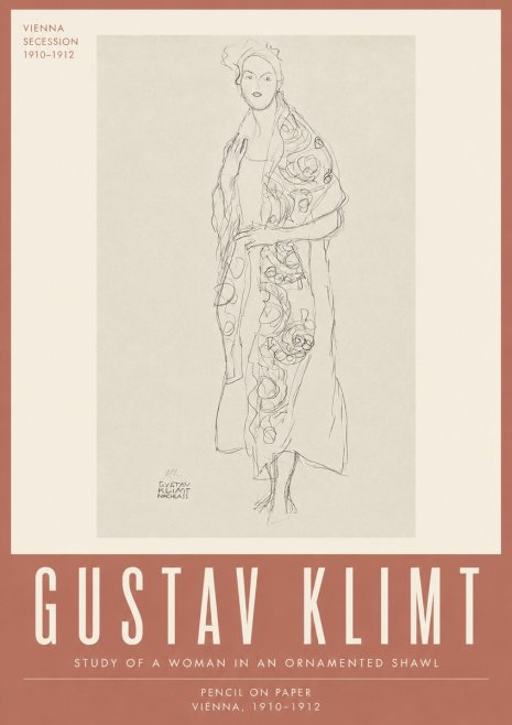 Klimt Study of a Woman in an Ornamented Shawl No4 - Poszter