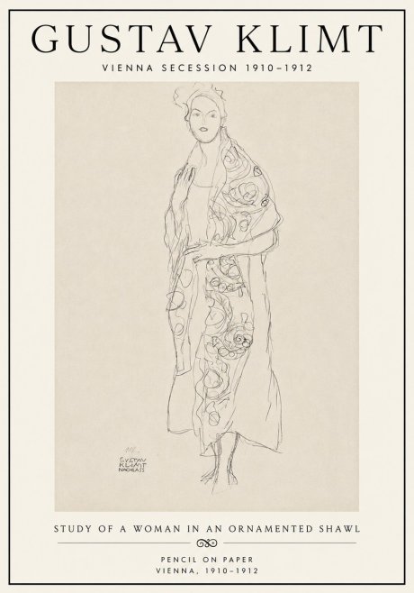 Klimt Study of a Woman in an Ornamented Shawl No6 - Poszter