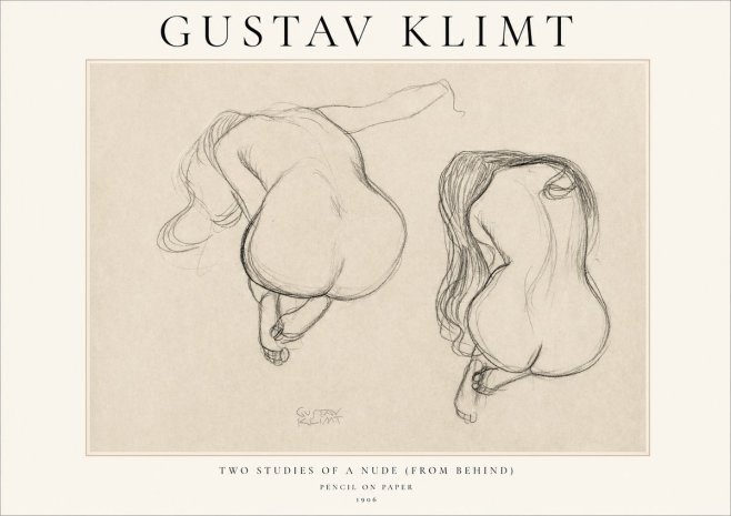 Klimt Two Studies of a Nude (from Behind) No1 - Poszter