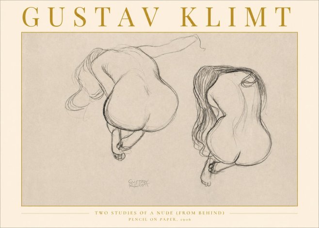 Klimt Two Studies of a Nude (from Behind) No2 - Poszter