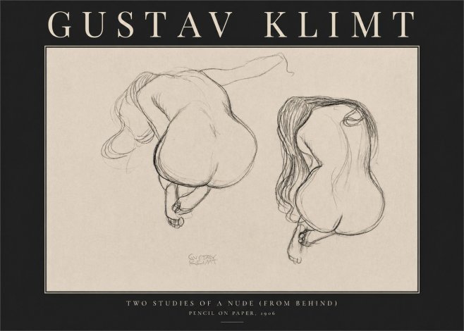 Klimt Two Studies of a Nude (from Behind) No3 - Poszter