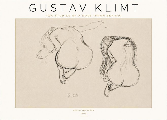 Klimt Two Studies of a Nude (from Behind) No4 - Poszter