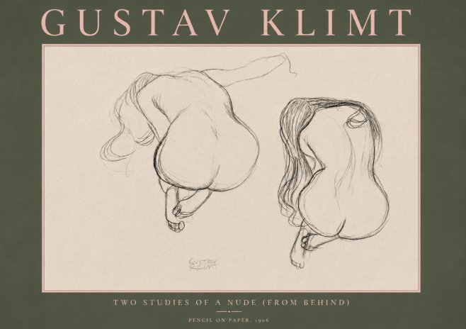 Klimt Two Studies of a Nude (from Behind) No5 - Poszter