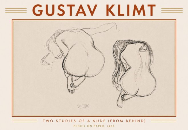 Klimt Two Studies of a Nude (from Behind) No6 - Poszter