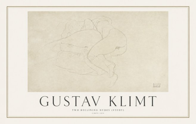 Klimt Two Reclining Nudes (Study) No1 - Poszter