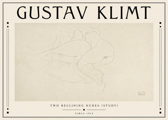 Klimt Two Reclining Nudes (Study) No3 - Poszter