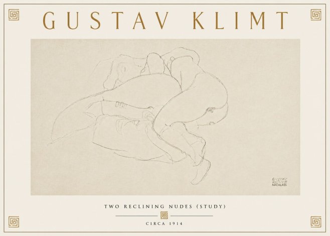 Klimt Two Reclining Nudes (Study) No6 - Poszter
