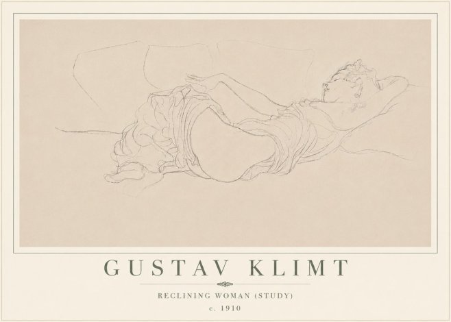 Klimt Reclining Woman (Study) No6 - Poszter