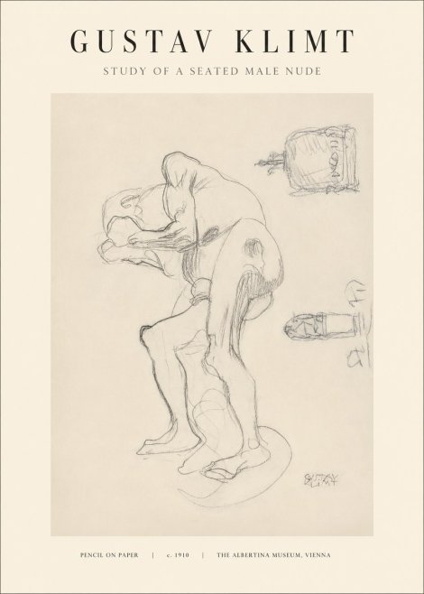 Klimt Study of a Seated Male Nude No1 - Poszter
